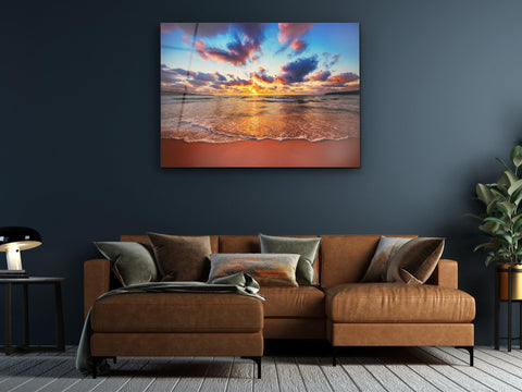 ・"Vanilla Sky and Waves"・Glass Wall Art - Wonders Of Wall