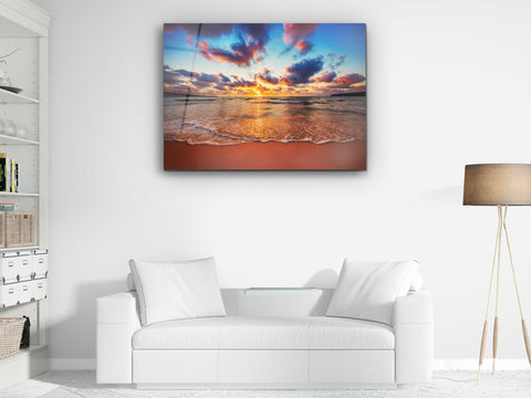・"Vanilla Sky and Waves"・Glass Wall Art - Wonders Of Wall