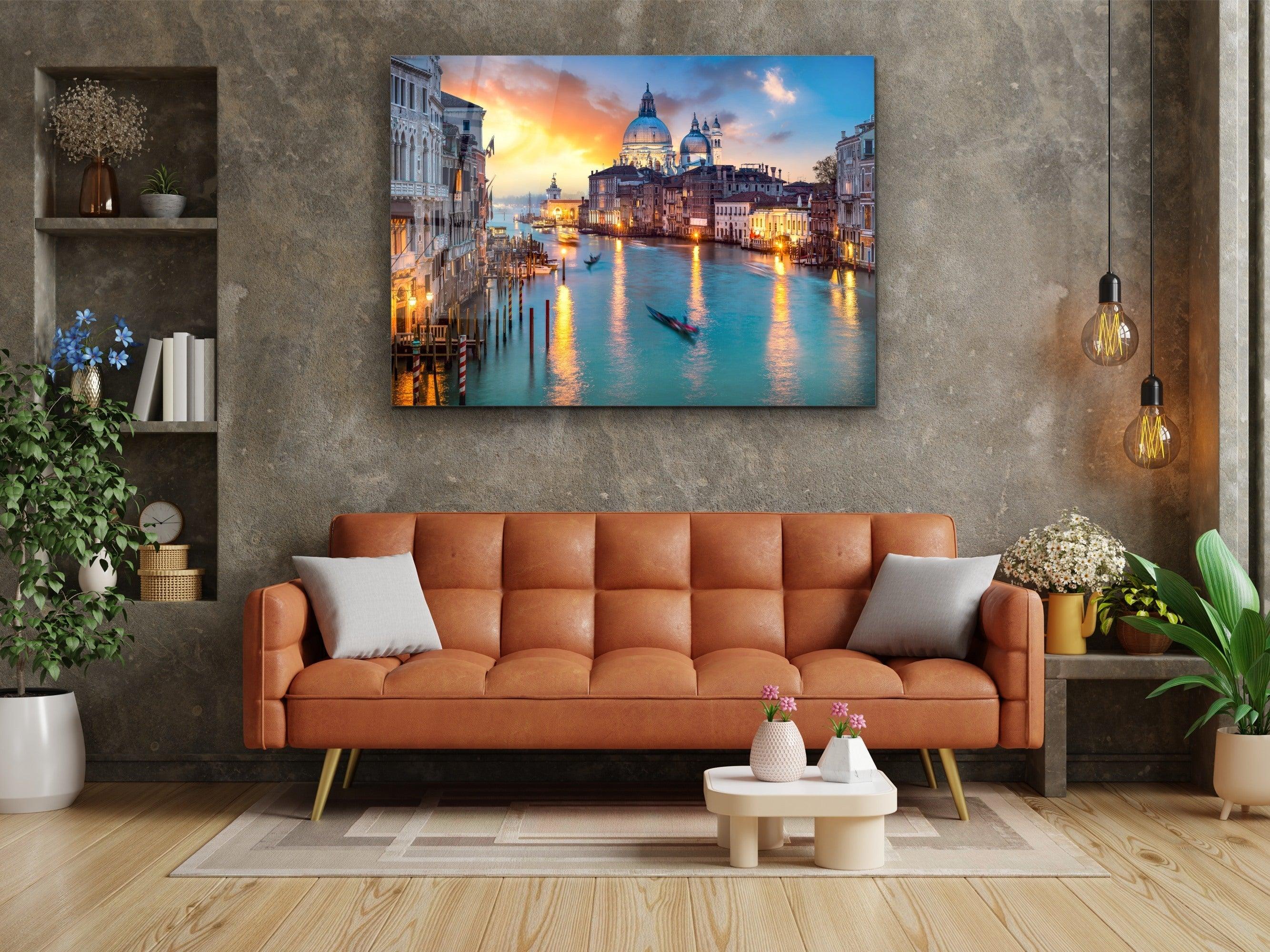 ・"Venice Canal Grande"・Glass Wall Art - Wonders Of Wall