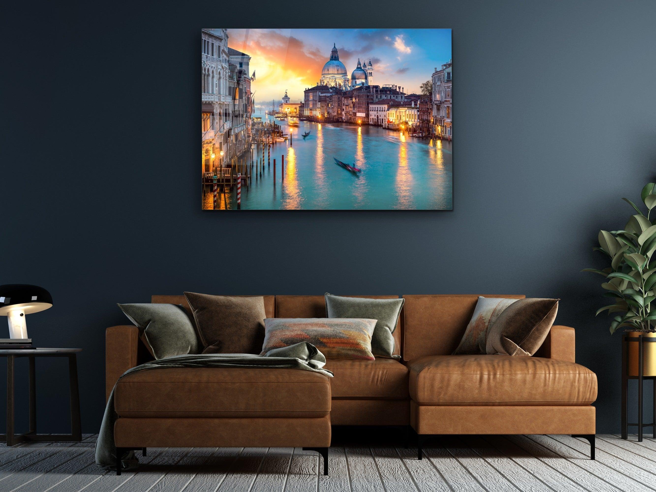 ・"Venice Canal Grande"・Glass Wall Art - Wonders Of Wall