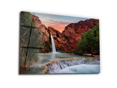 ・"Waterfall of Mooney -Wonders of Arizona"・Glass Wall Art