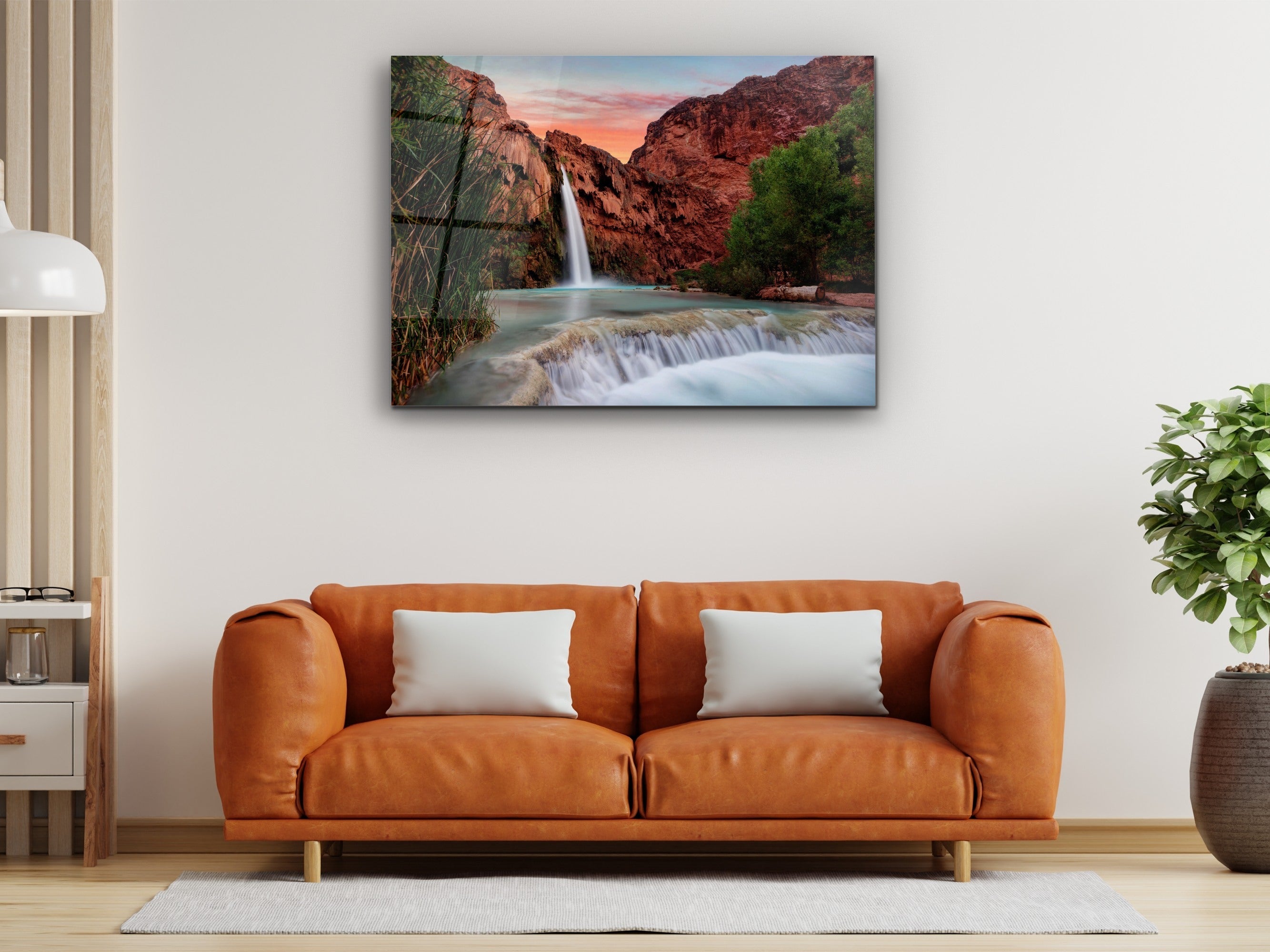 ・"Waterfall of Mooney -Wonders of Arizona"・Glass Wall Art