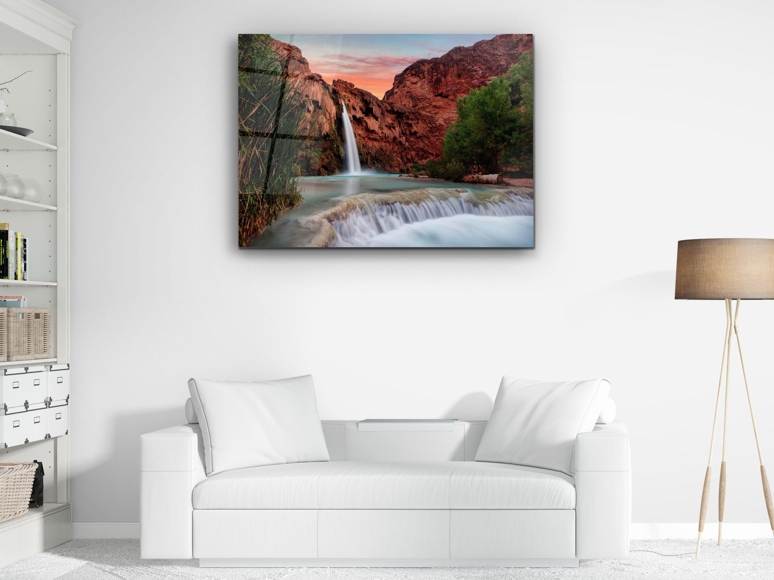 ・"Waterfall of Mooney -Wonders of Arizona"・Glass Wall Art