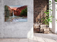 ・"Waterfall of Mooney -Wonders of Arizona"・Glass Wall Art