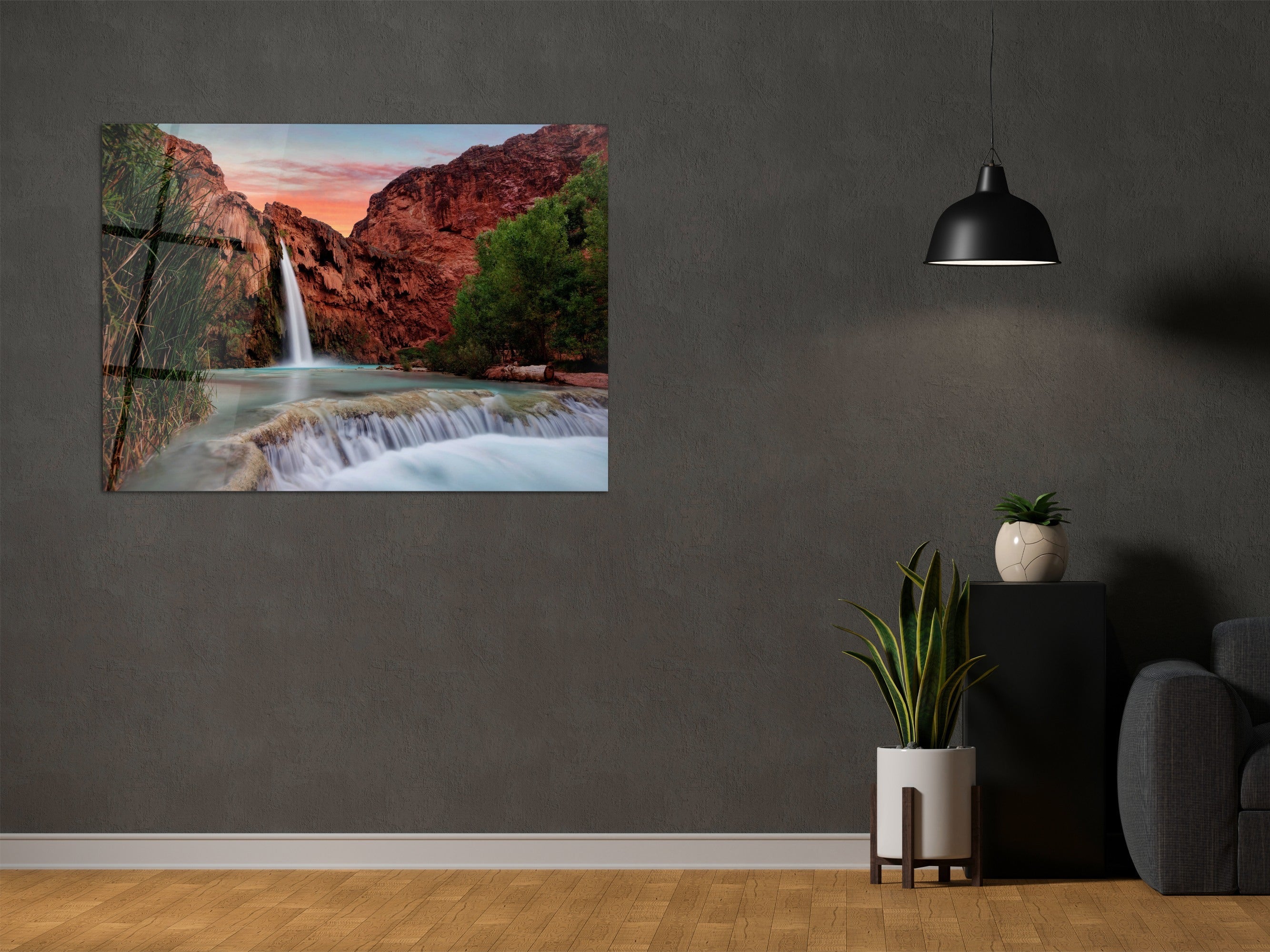 ・"Waterfall of Mooney -Wonders of Arizona"・Glass Wall Art