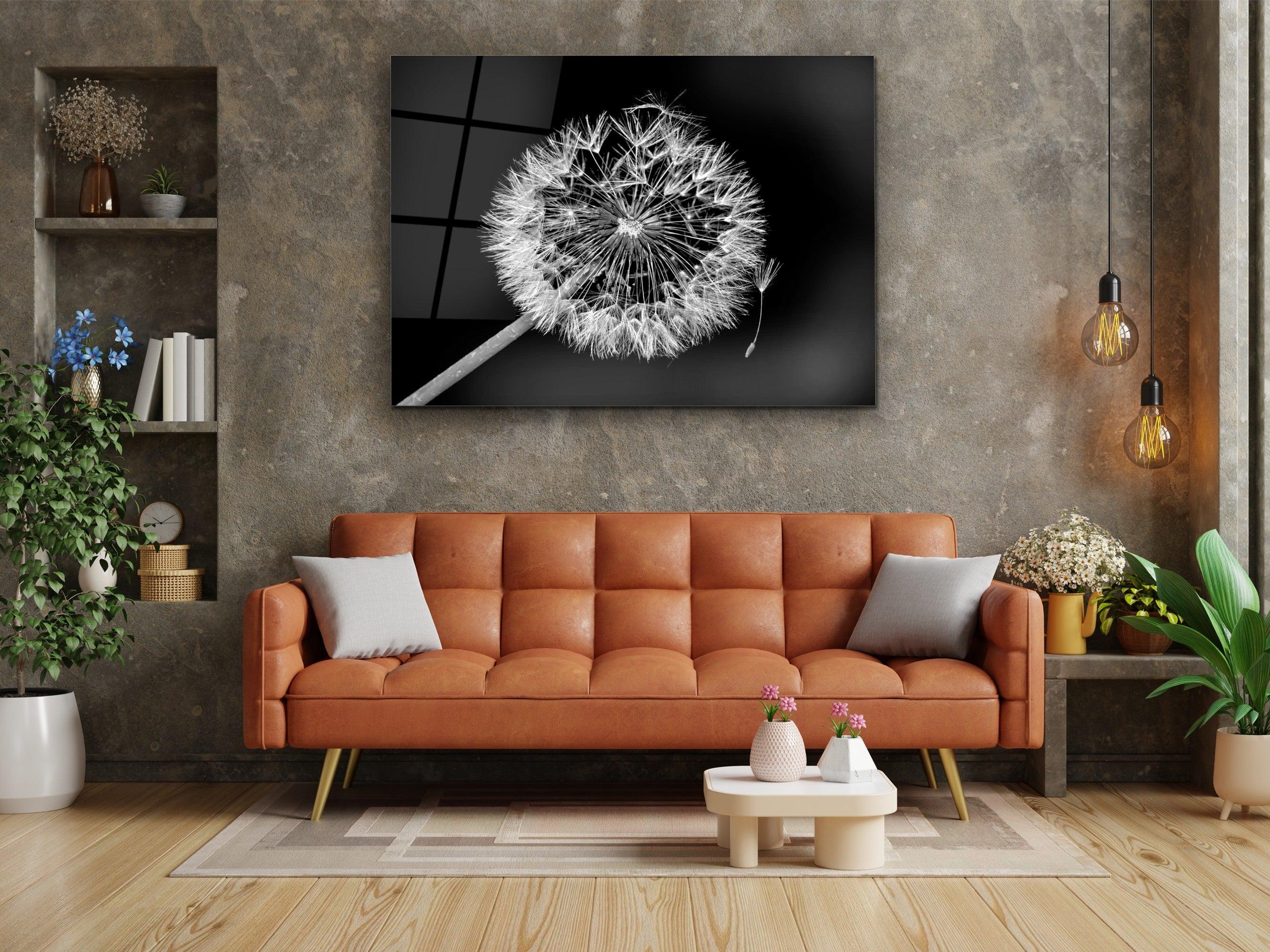 ・"White Dandelion"・Glass Wall Art - Wonders Of Wall