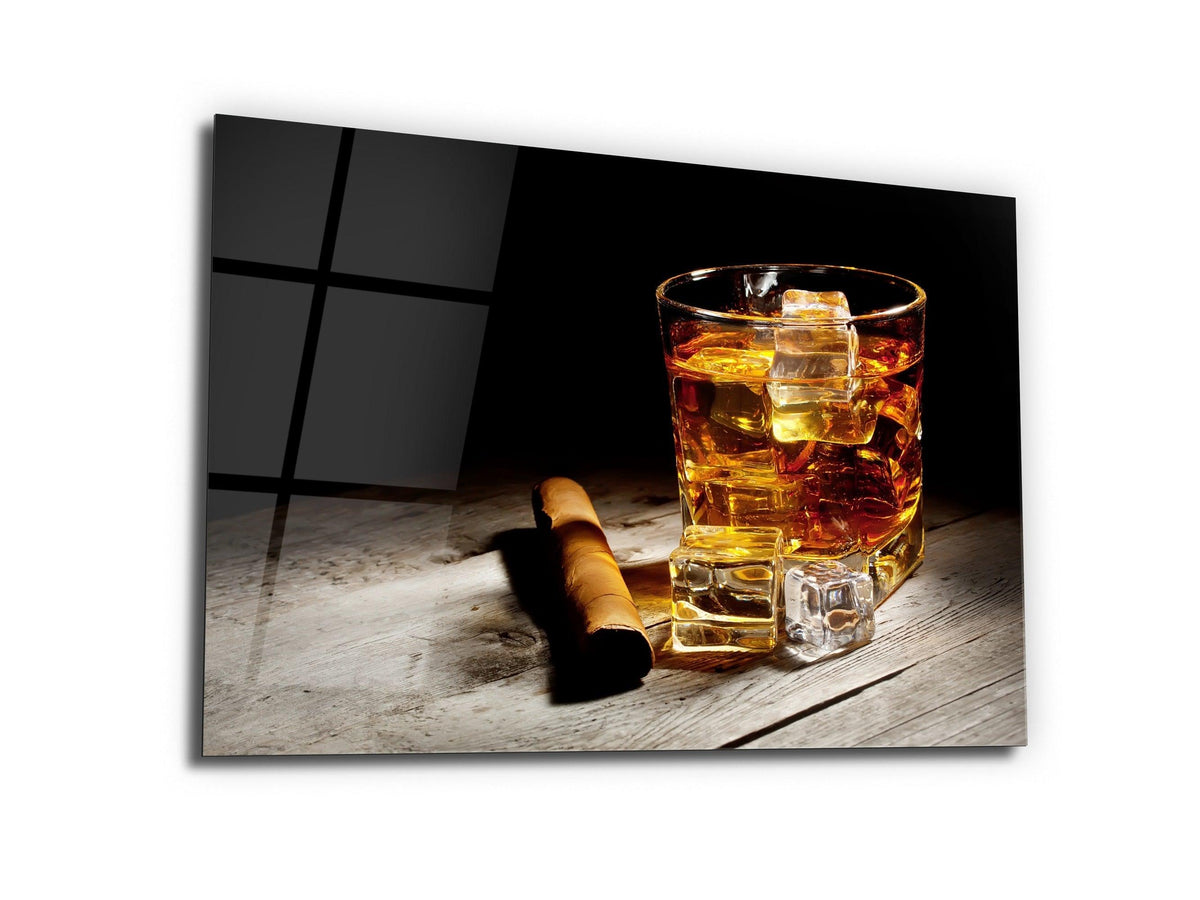 ・"cigar and whiskey"・Glass Wall Art - Wonders Of Wall