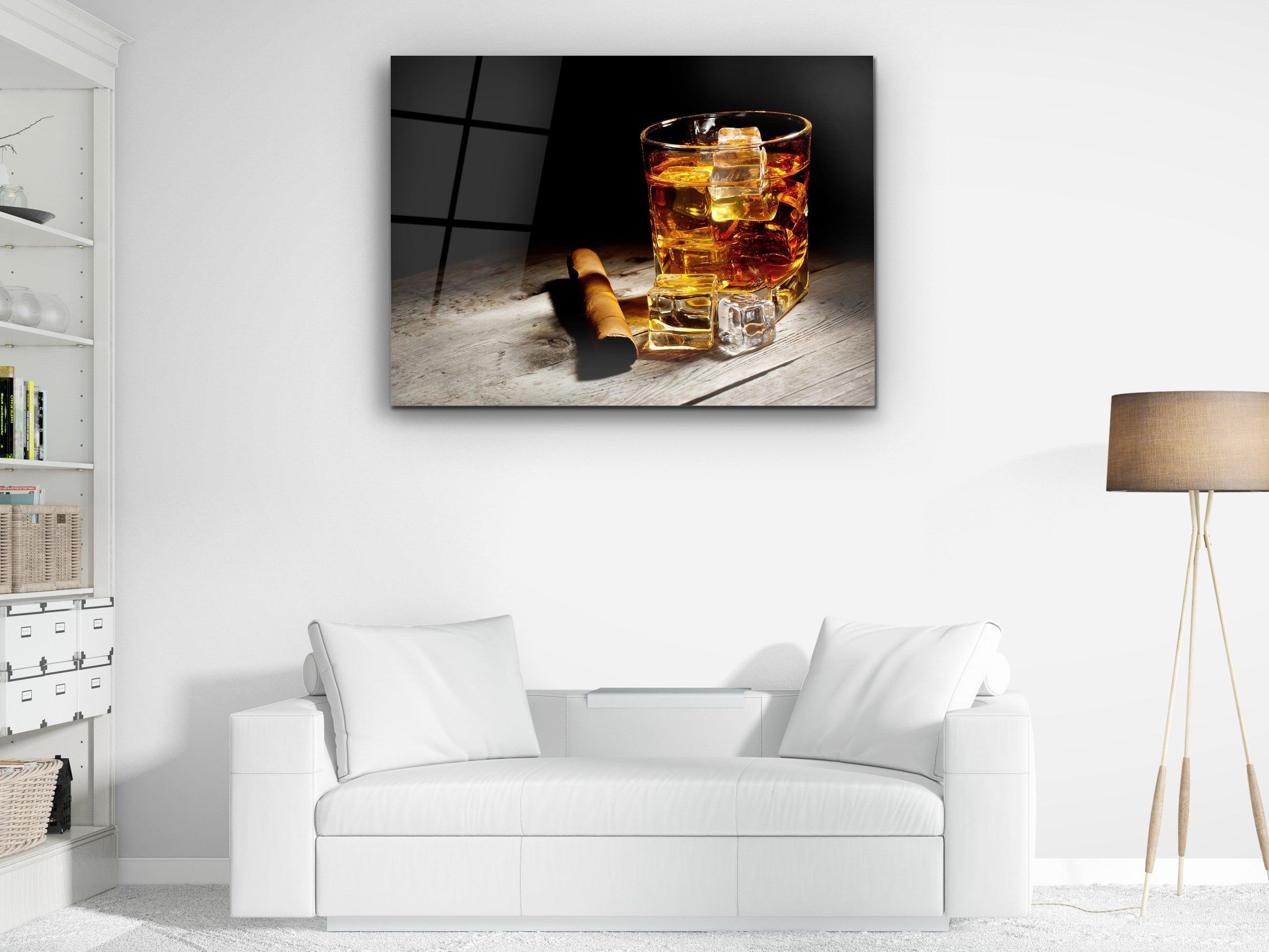 ・"cigar and whiskey"・Glass Wall Art - Wonders Of Wall