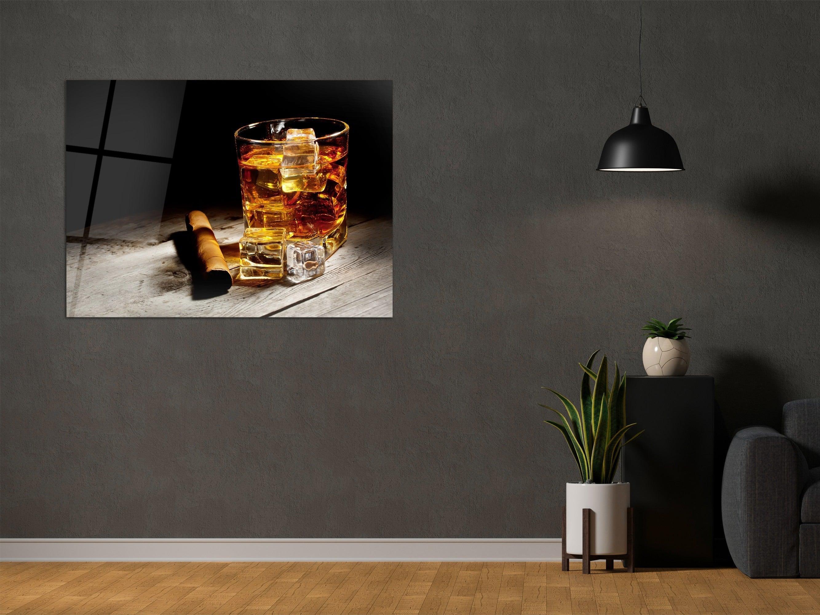 ・"cigar and whiskey"・Glass Wall Art - Wonders Of Wall