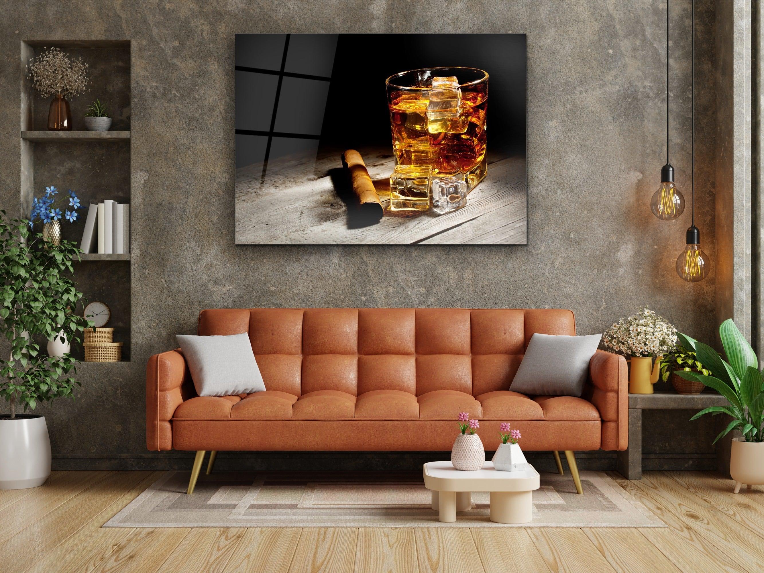 ・"cigar and whiskey"・Glass Wall Art - Wonders Of Wall