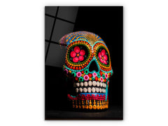 Colorful Skull - Glass Wall Art