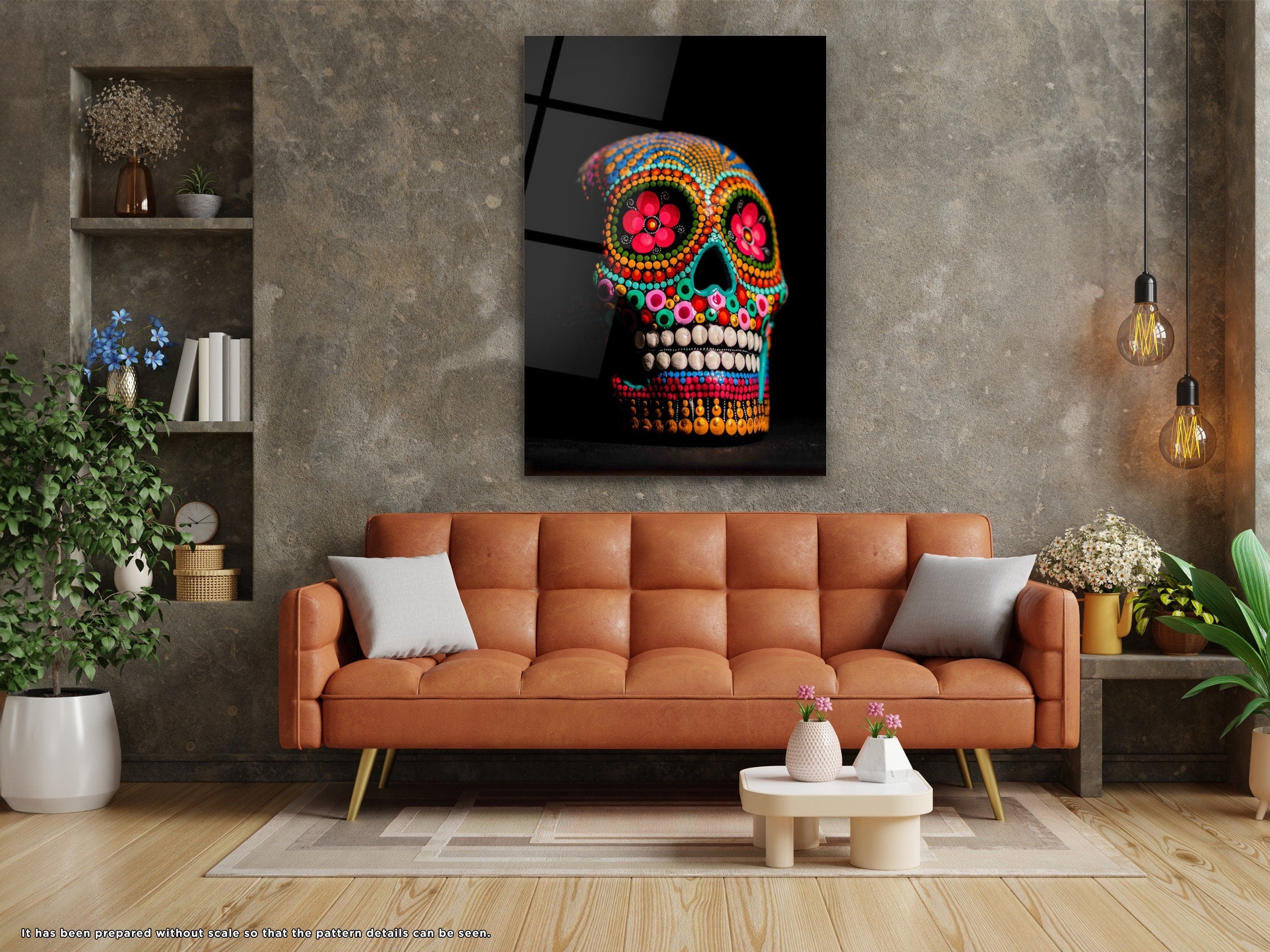 Colorful Skull - Glass Wall Art