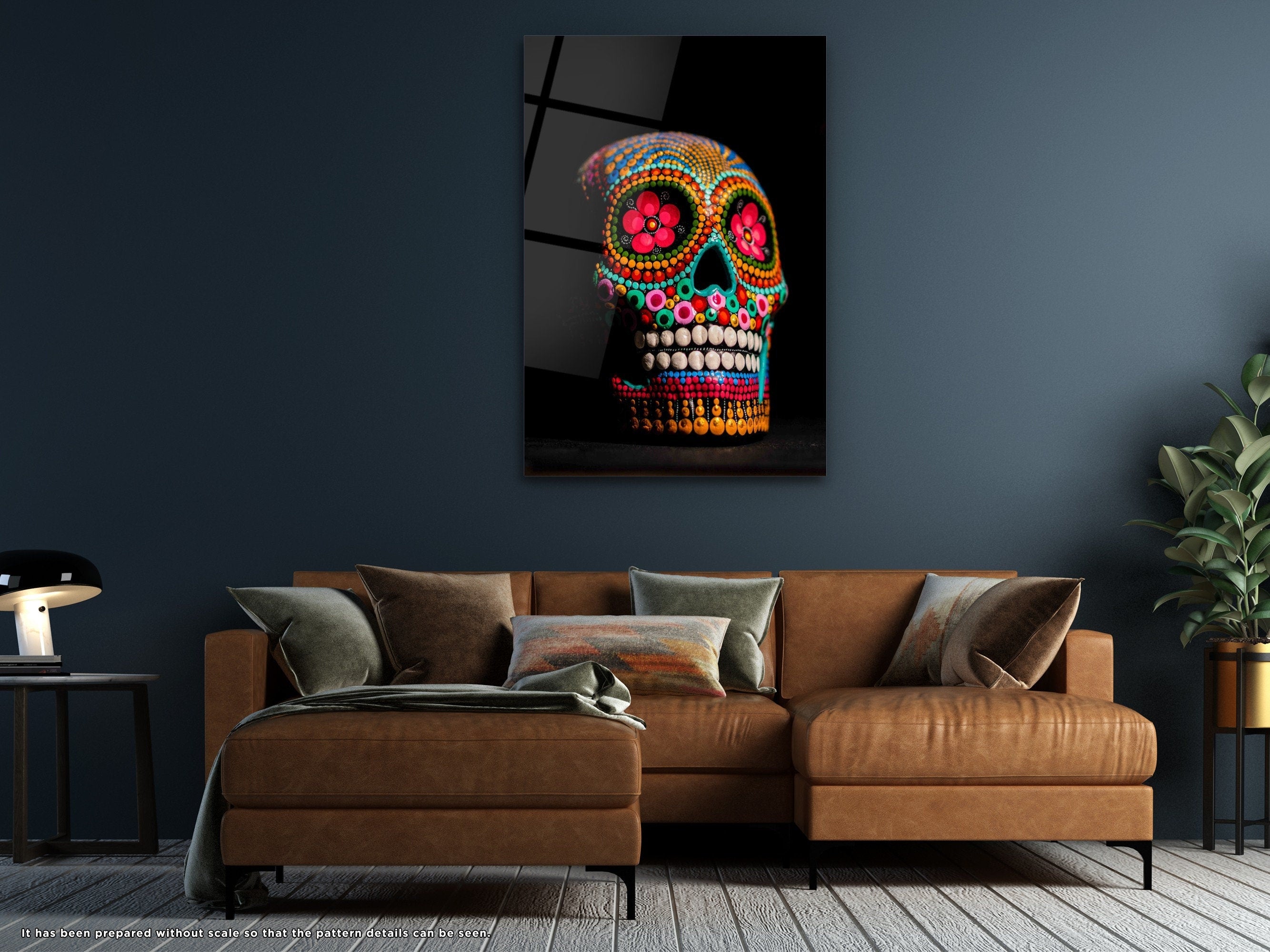 Colorful Skull - Glass Wall Art