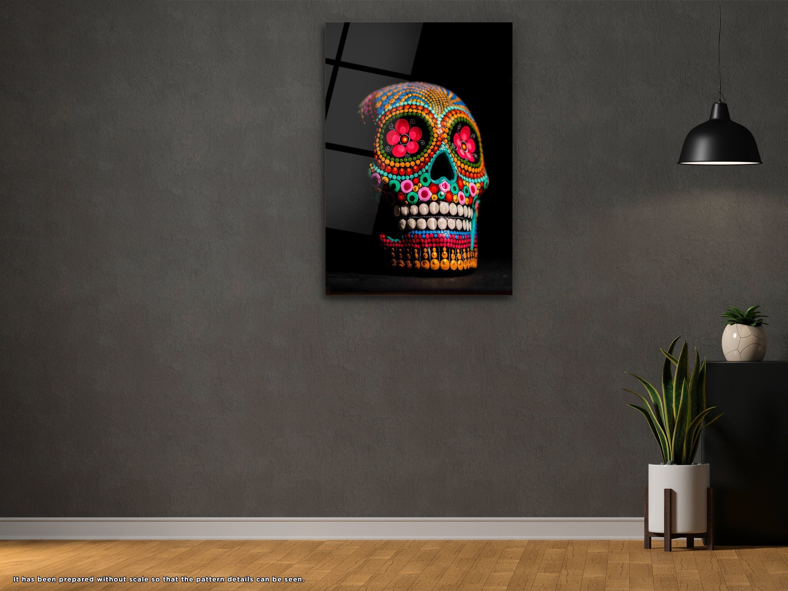 Colorful Skull - Glass Wall Art