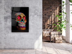 Colorful Skull - Glass Wall Art