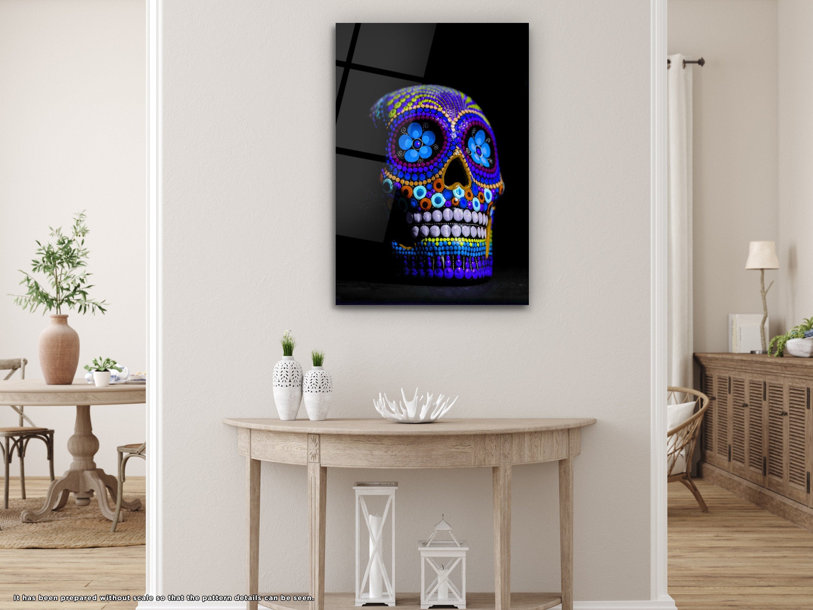 Colorful Skull V2 - Glass Wall Art