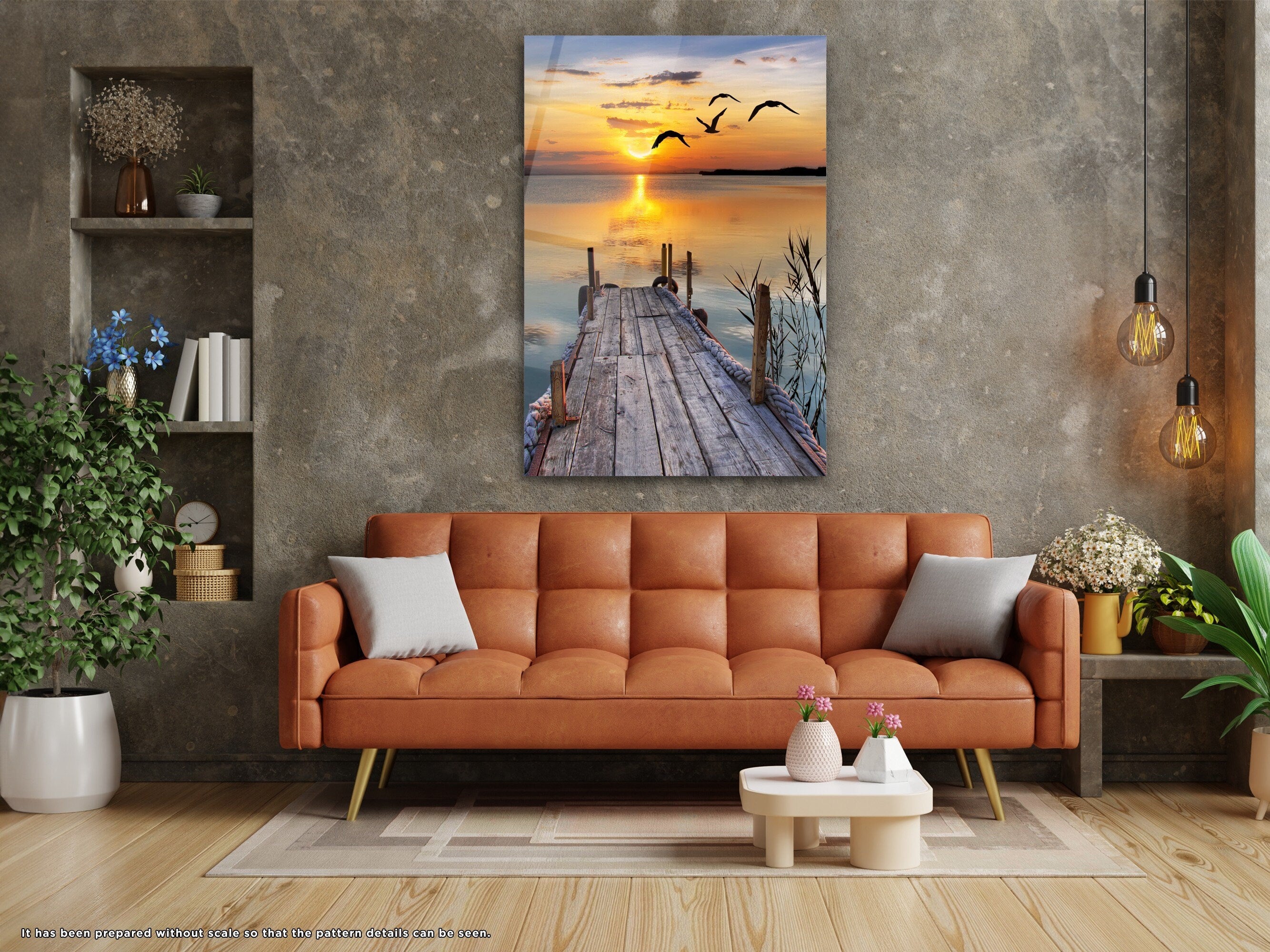 Sunset at Pier - Glass Wall Art