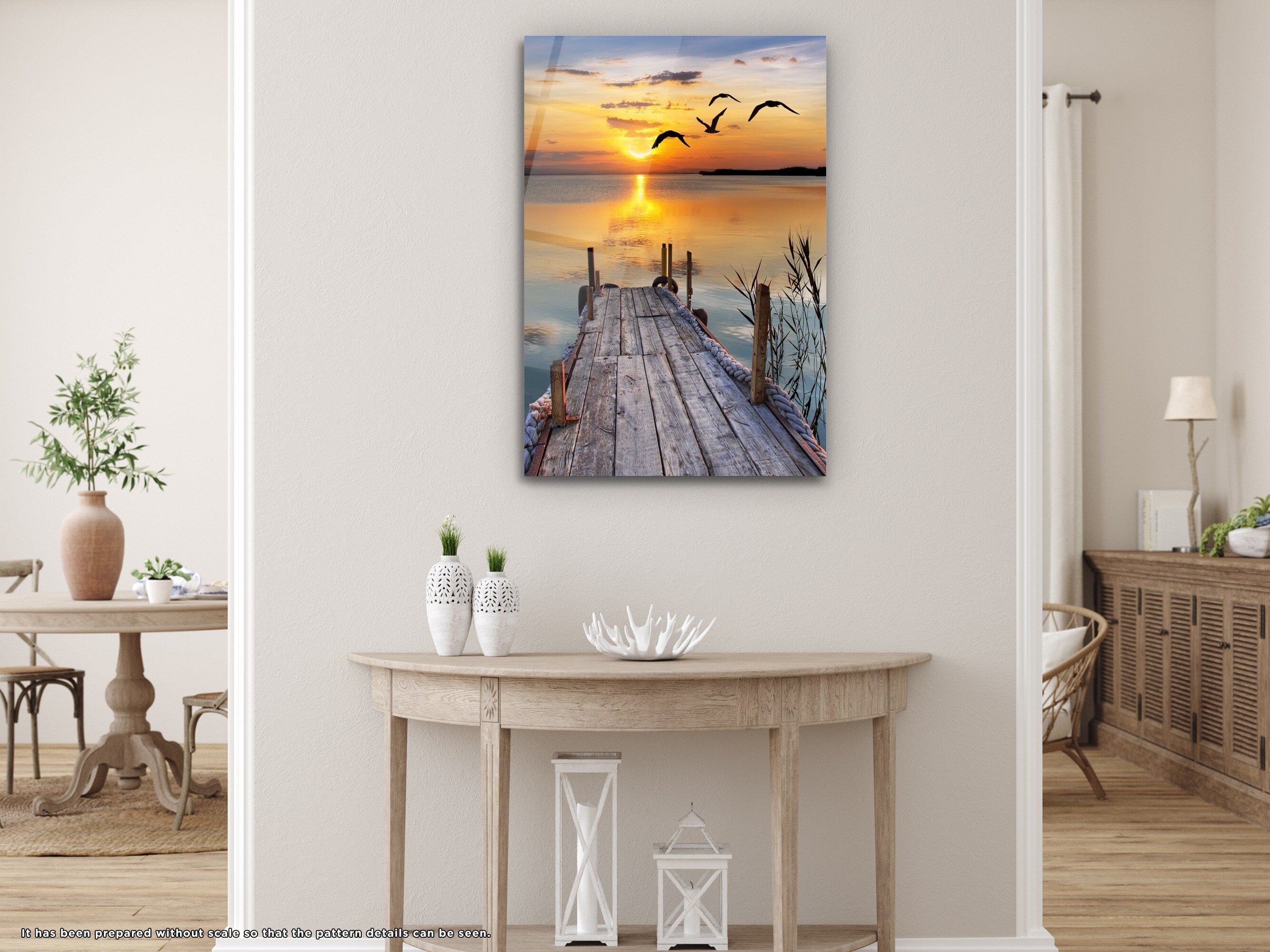 Sunset at Pier - Glass Wall Art