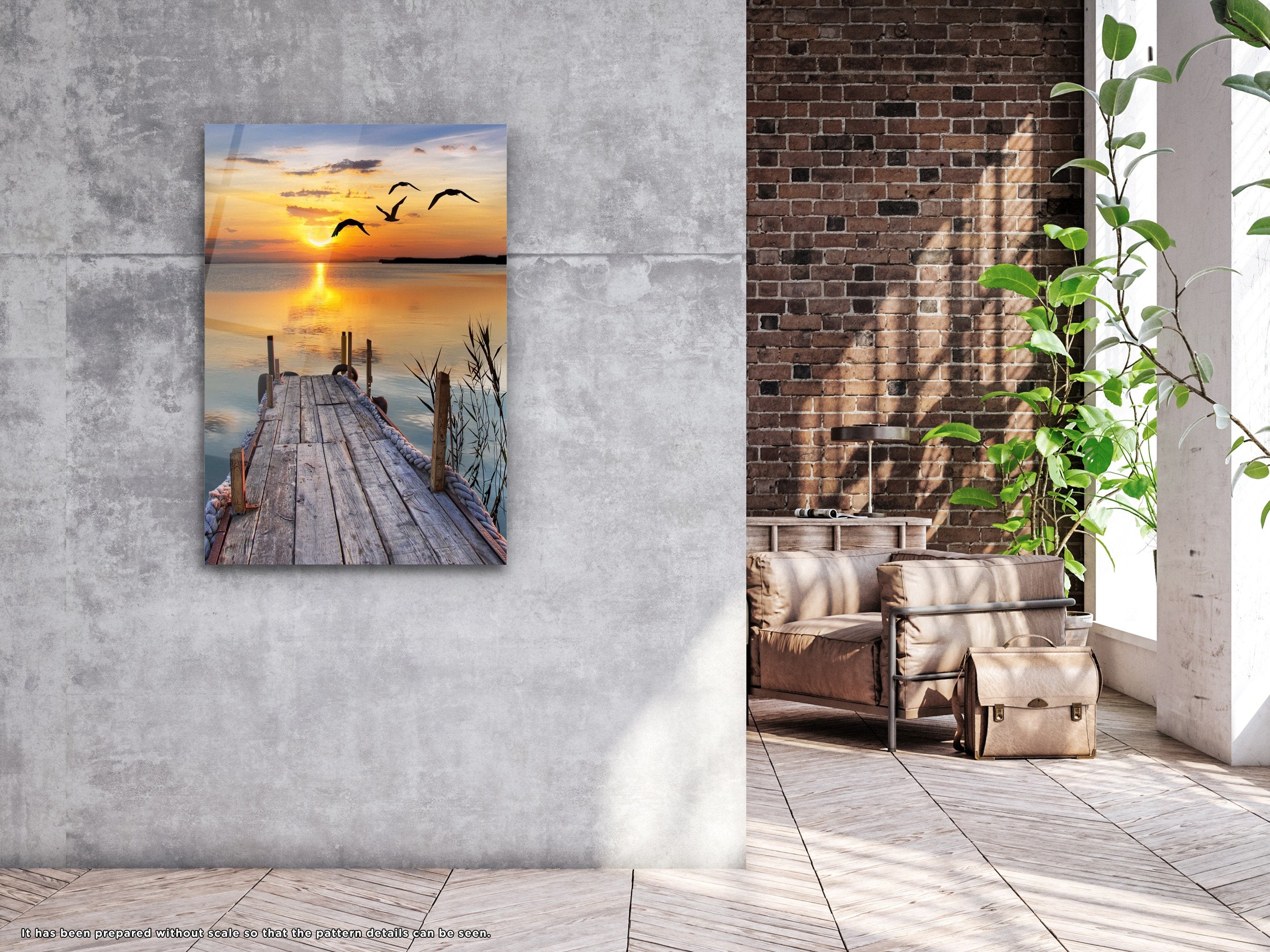 Sunset at Pier - Glass Wall Art