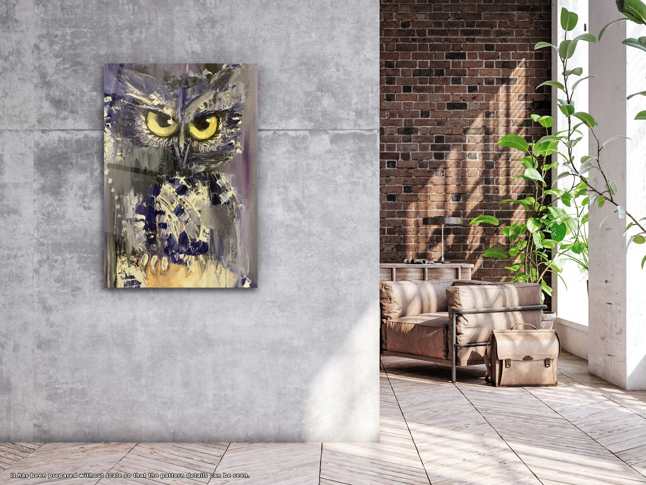 Oil Painting Owl - Glass Wall Art