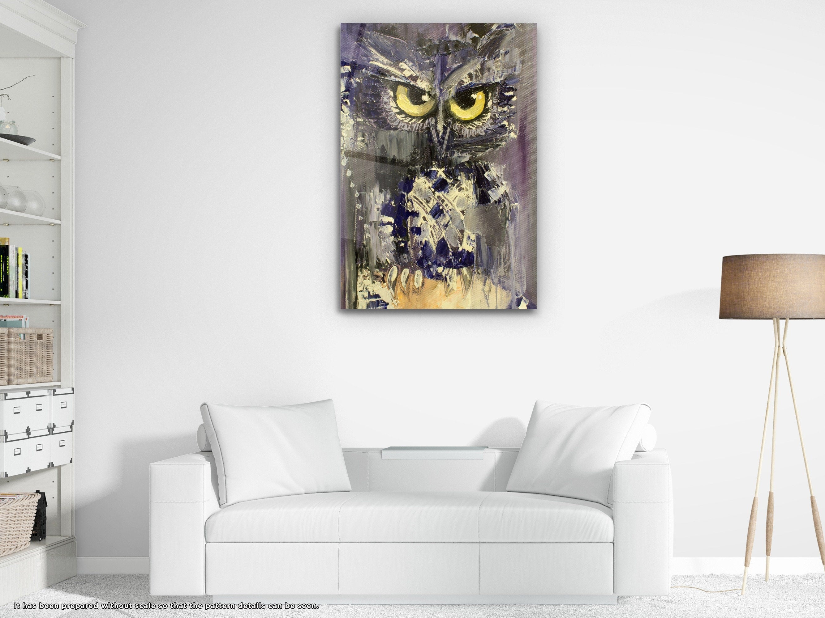 Oil Painting Owl - Glass Wall Art