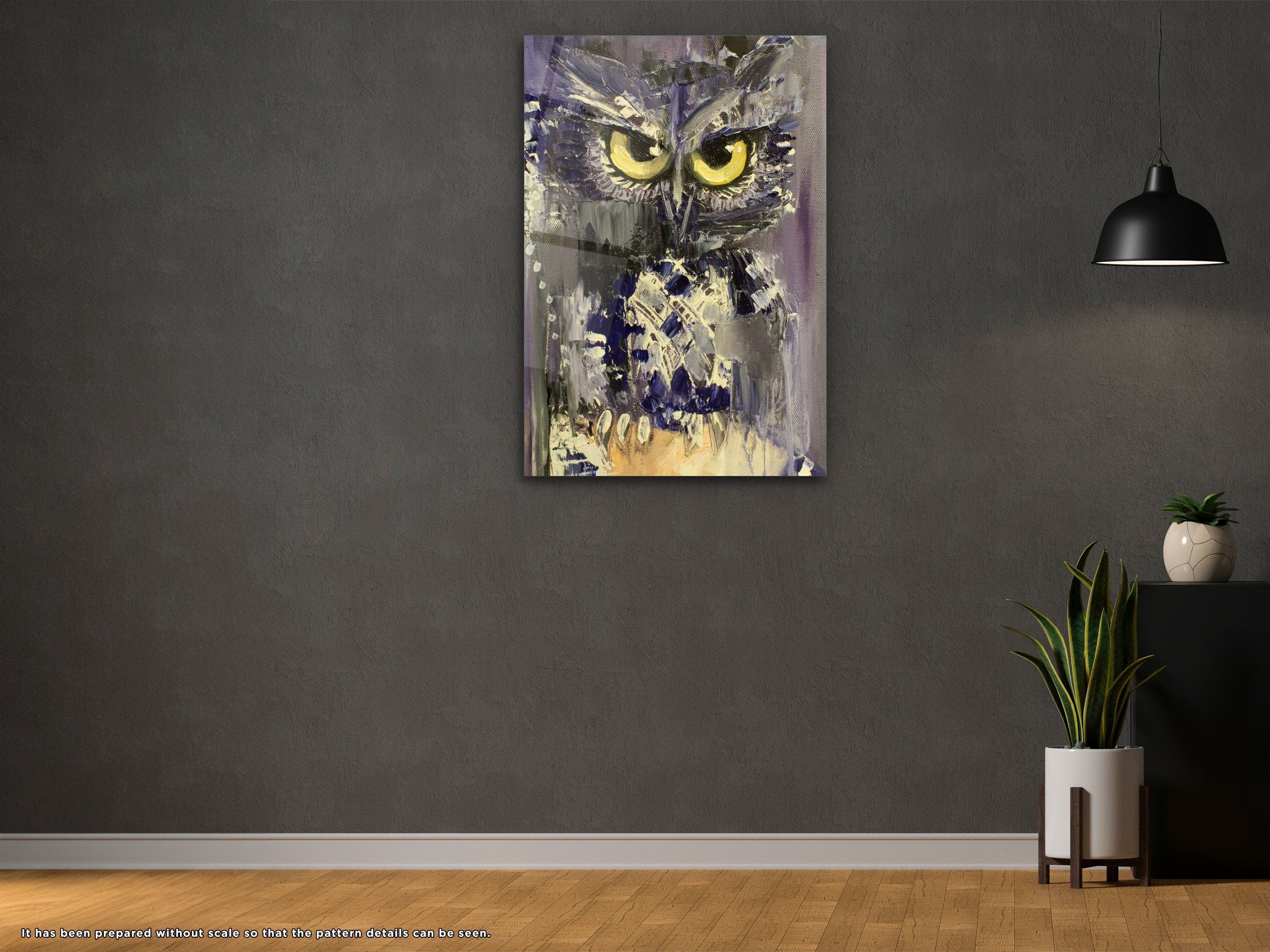 Oil Painting Owl - Glass Wall Art