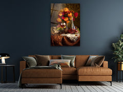 Still Life with Autumn Flowers - Glass Wall Art