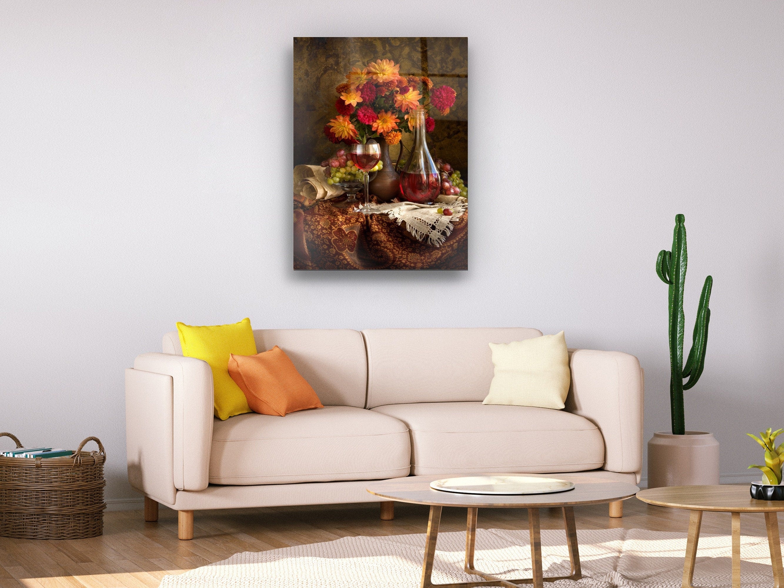 Still Life with Autumn Flowers - Glass Wall Art