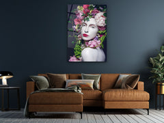 Flower Woman - Glass Wall Art