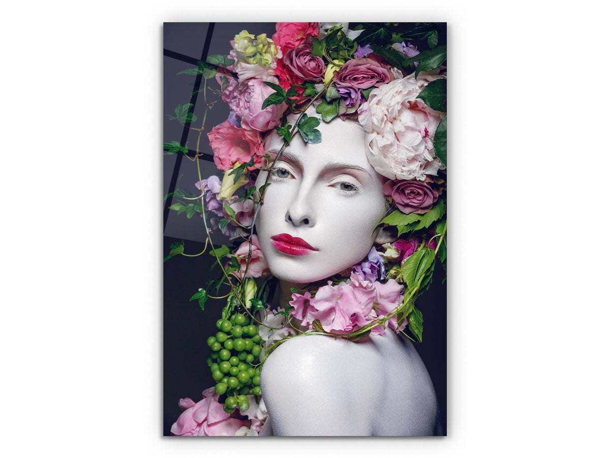 Flower Woman - Glass Wall Art