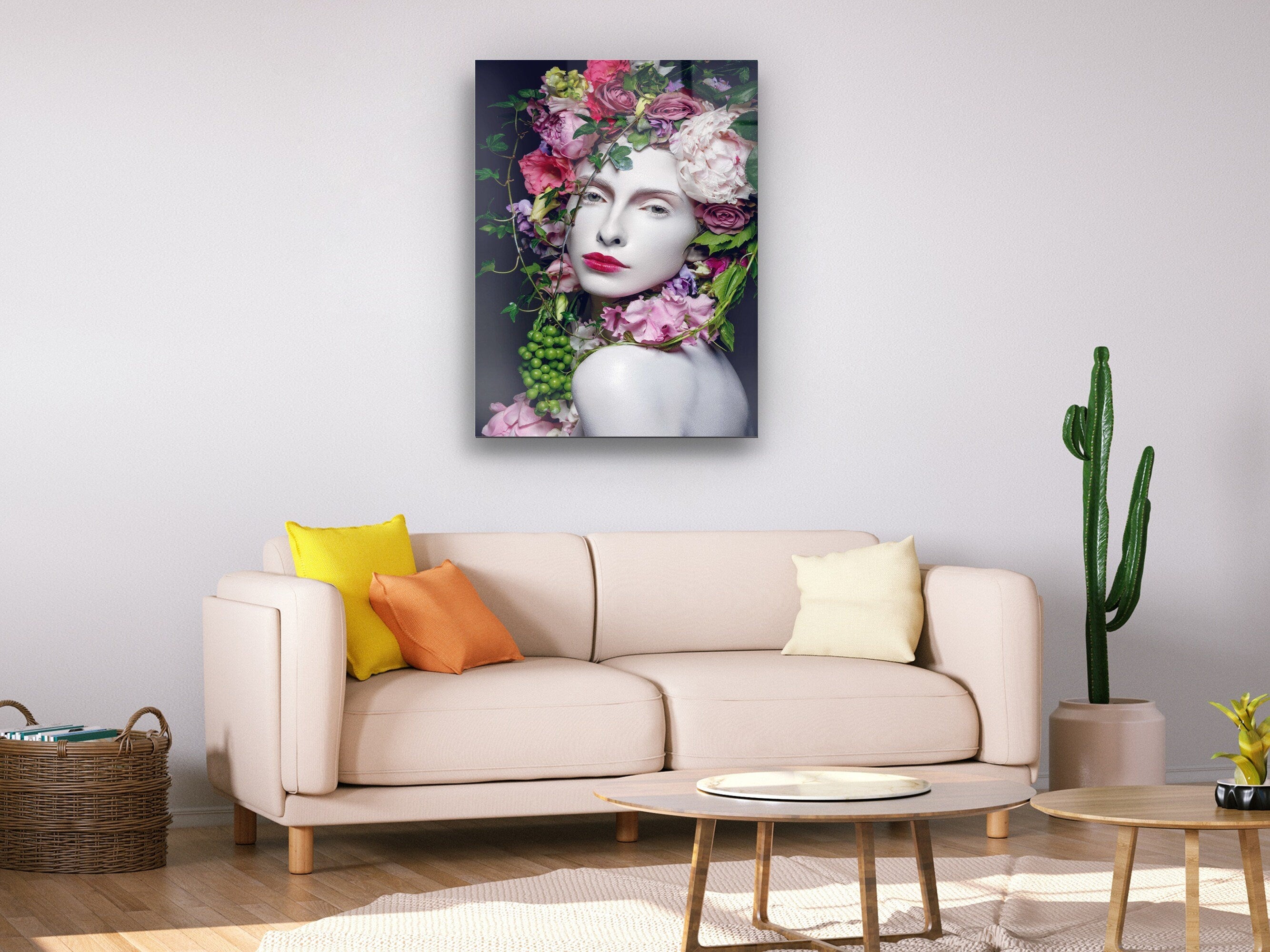 Flower Woman - Glass Wall Art