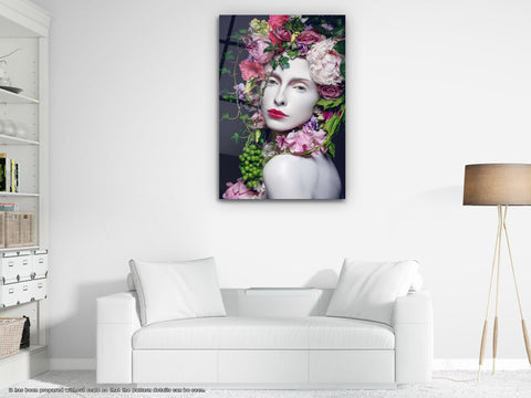 Flower Woman - Glass Wall Art