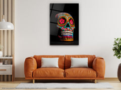 Colorful Skull - Glass Wall Art