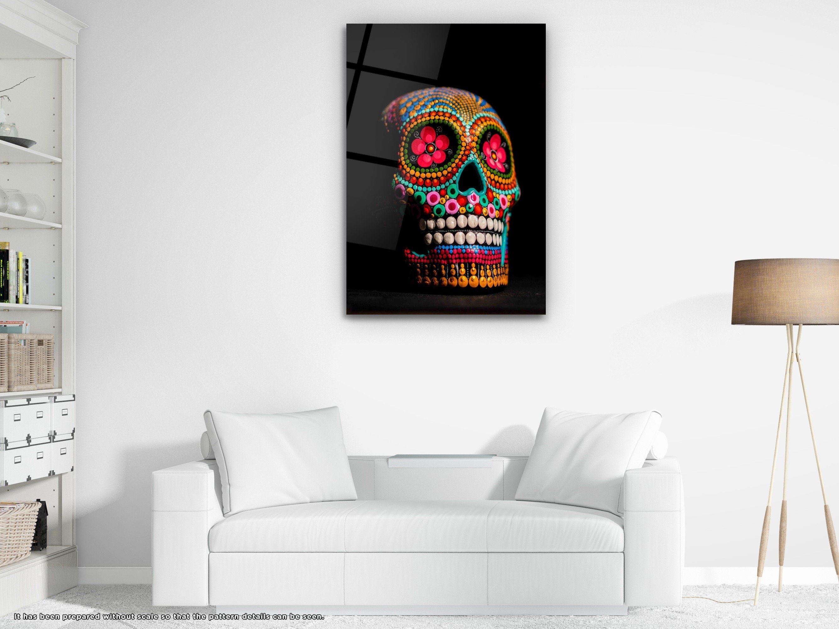 Colorful Skull - Glass Wall Art