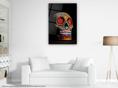 Colorful Skull - Glass Wall Art