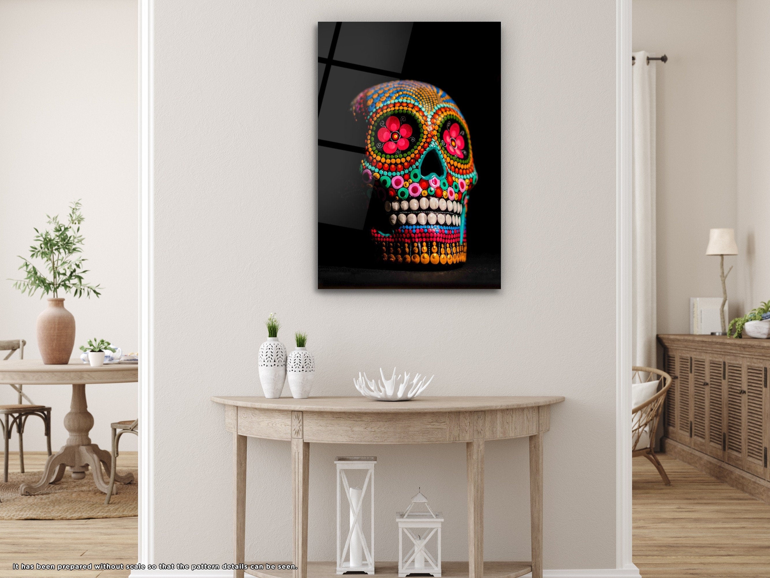 Colorful Skull - Glass Wall Art