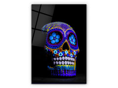 Colorful Skull V2 - Glass Wall Art