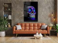 Colorful Skull V2 - Glass Wall Art