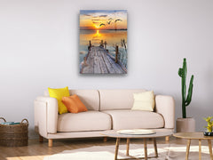 Sunset at Pier - Glass Wall Art