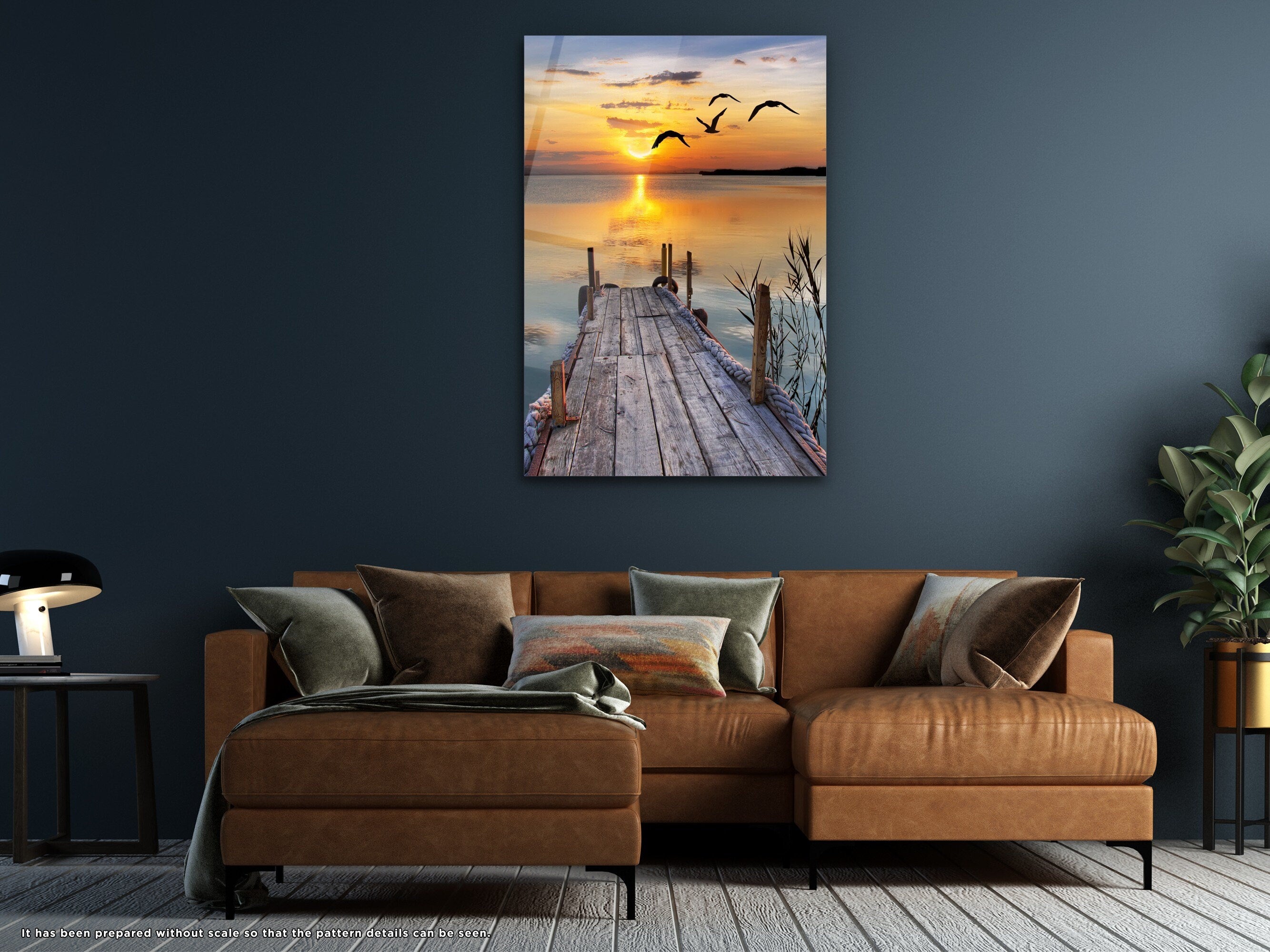 Sunset at Pier - Glass Wall Art