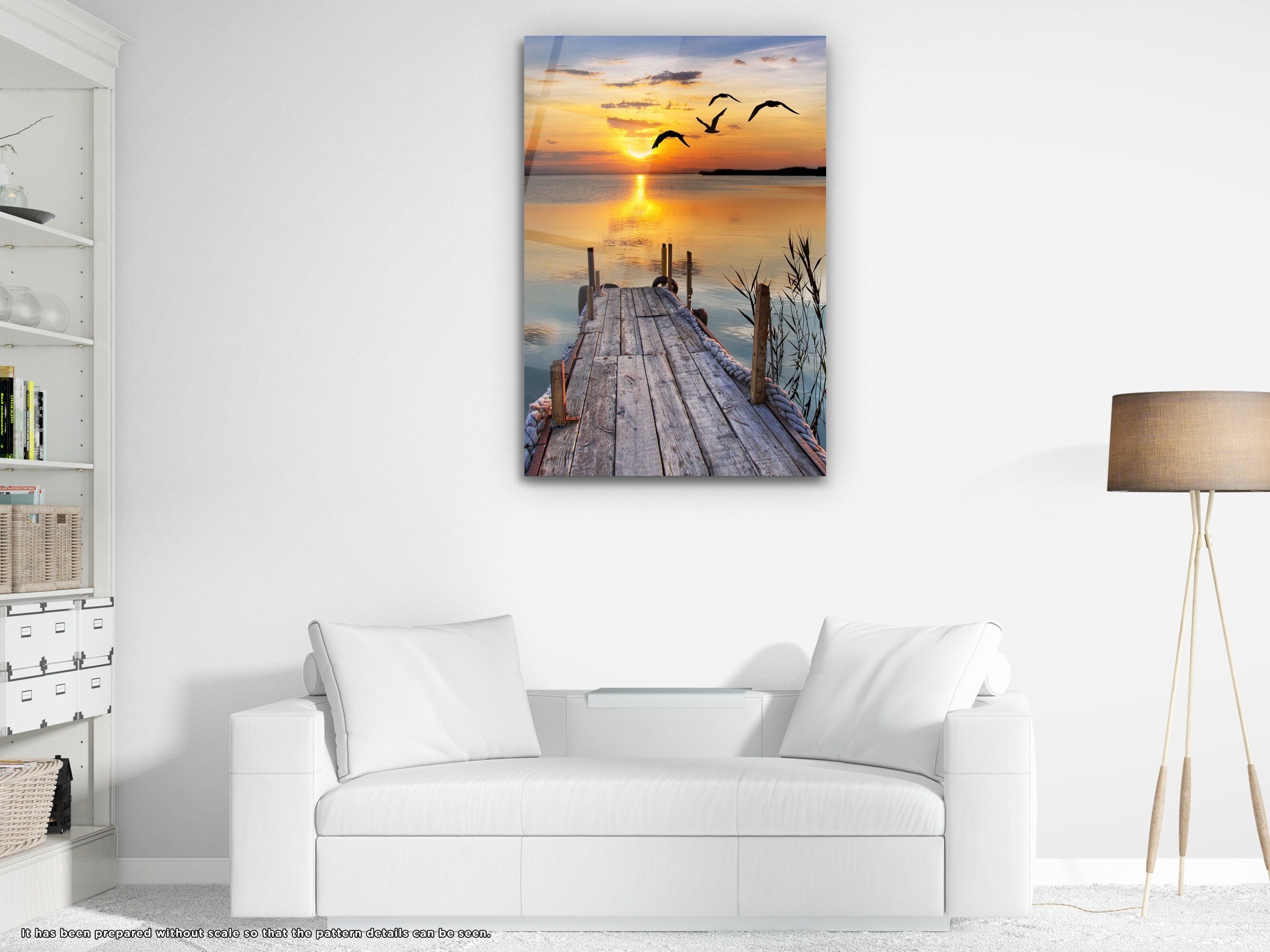 Sunset at Pier - Glass Wall Art