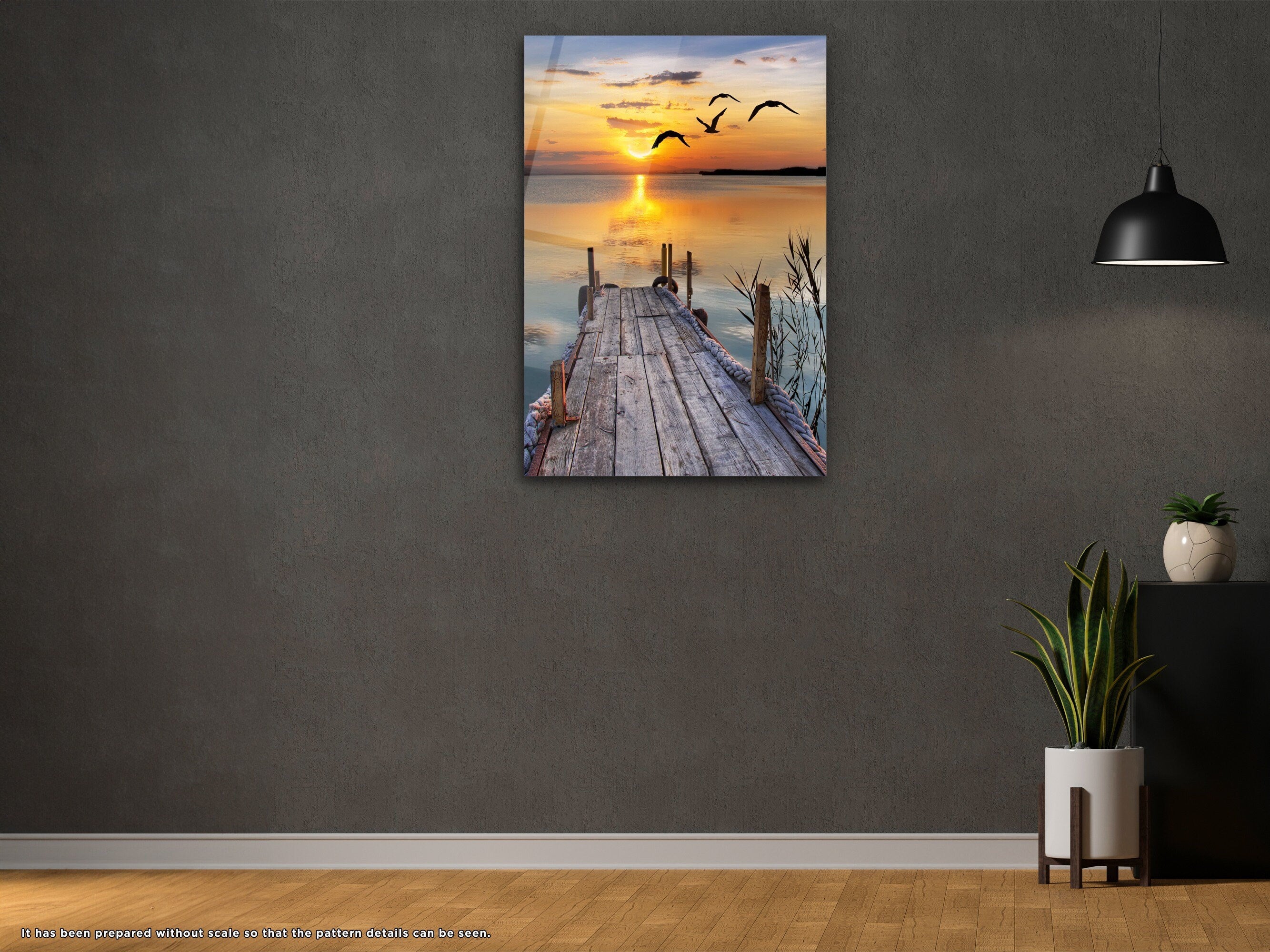 Sunset at Pier - Glass Wall Art