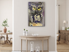 Oil Painting Owl - Glass Wall Art