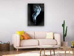 Painted Hand - Glass Wall Art