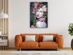 Flower Woman - Glass Wall Art