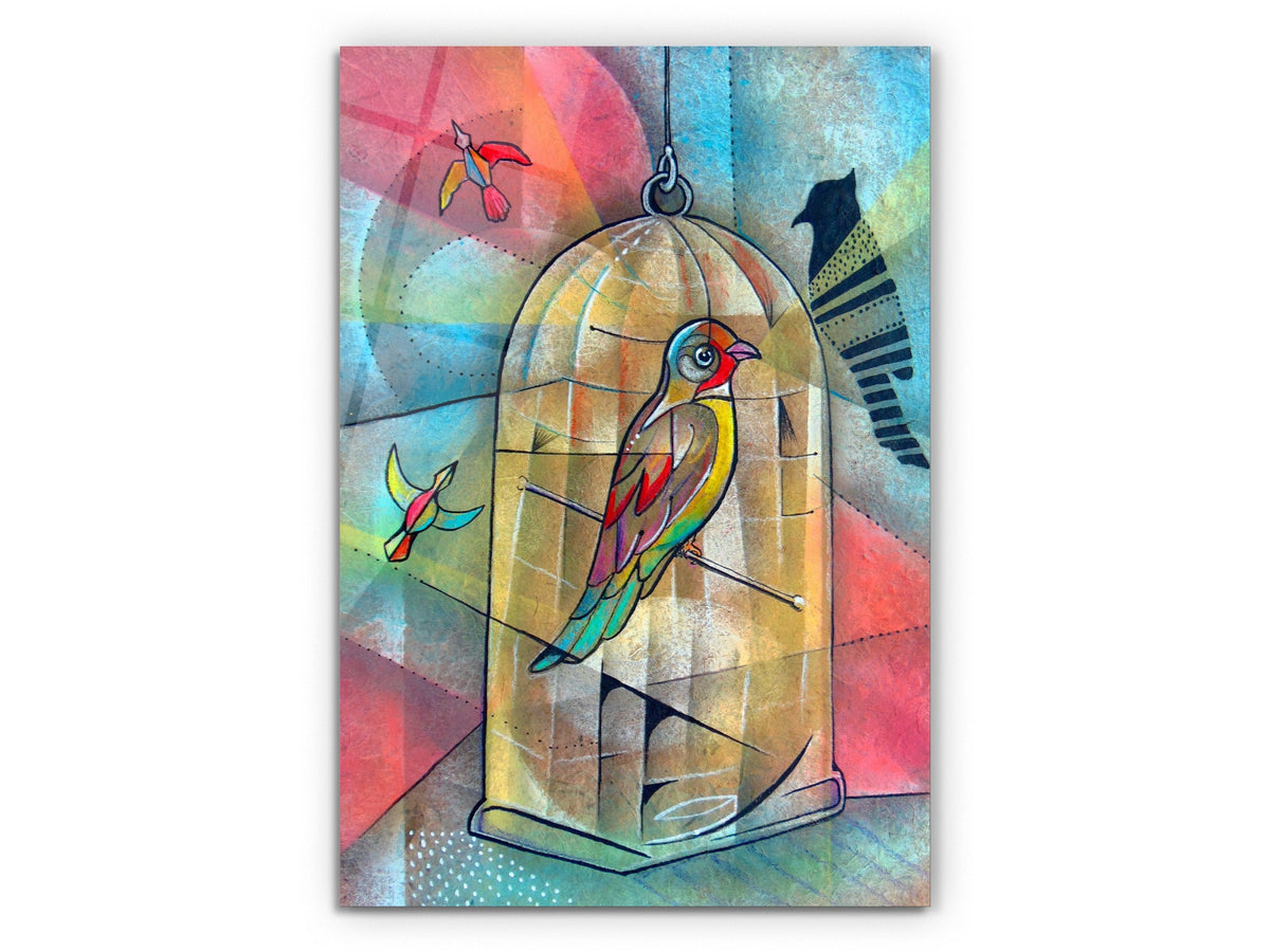 Cubism Birds Art - Glass Art