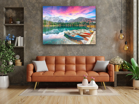 ・"lago di fusine -Higher Lake"・Glass Wall Art